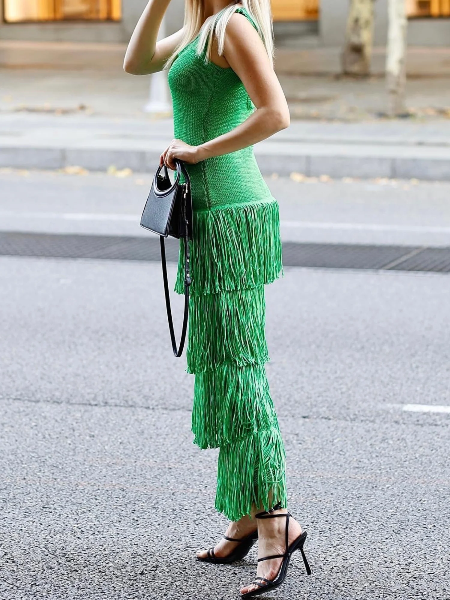 Hem Tassels Camisole Knit Maxi Dresses - Image 3
