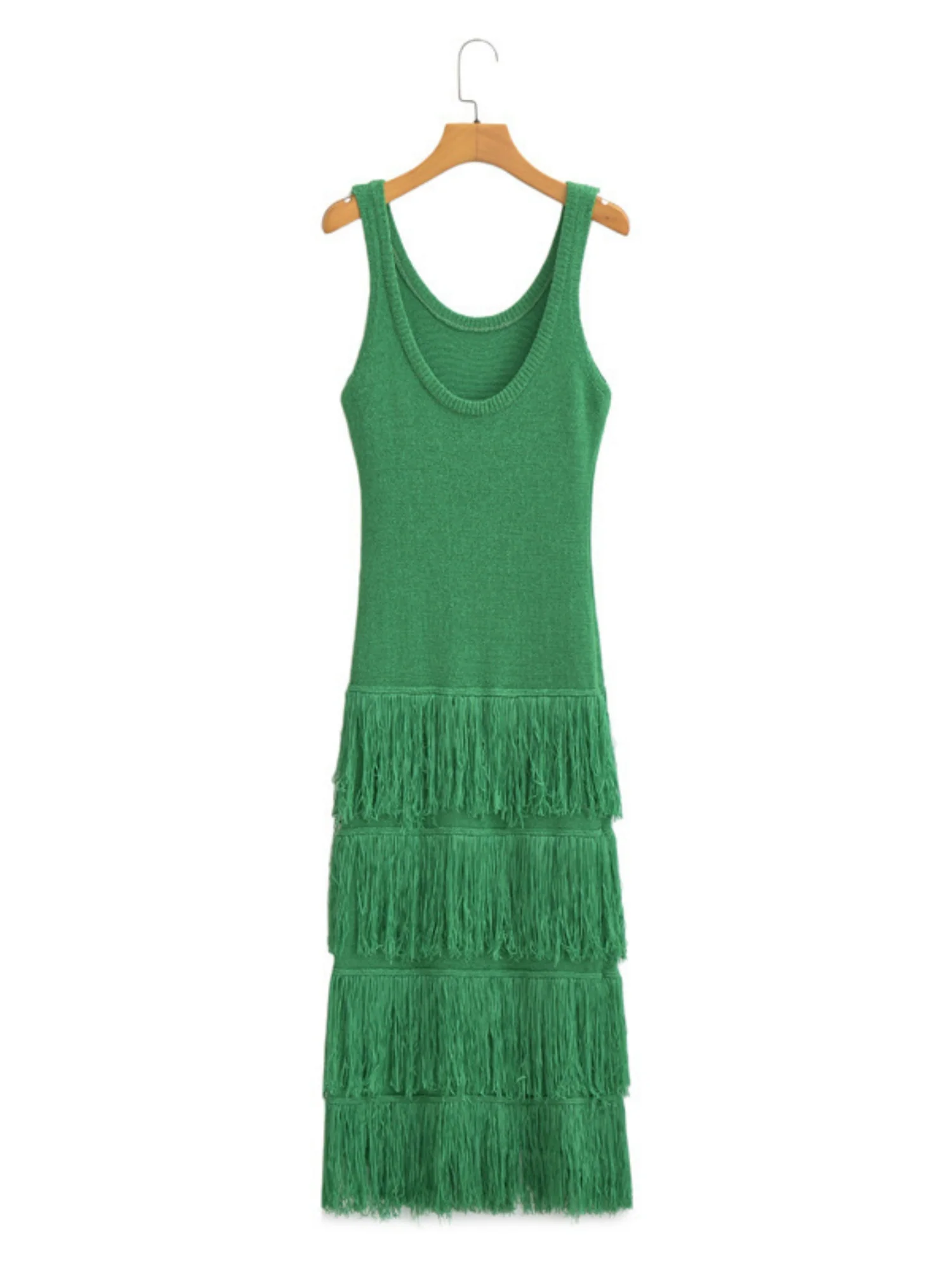 Hem Tassels Camisole Knit Maxi Dresses - Image 4