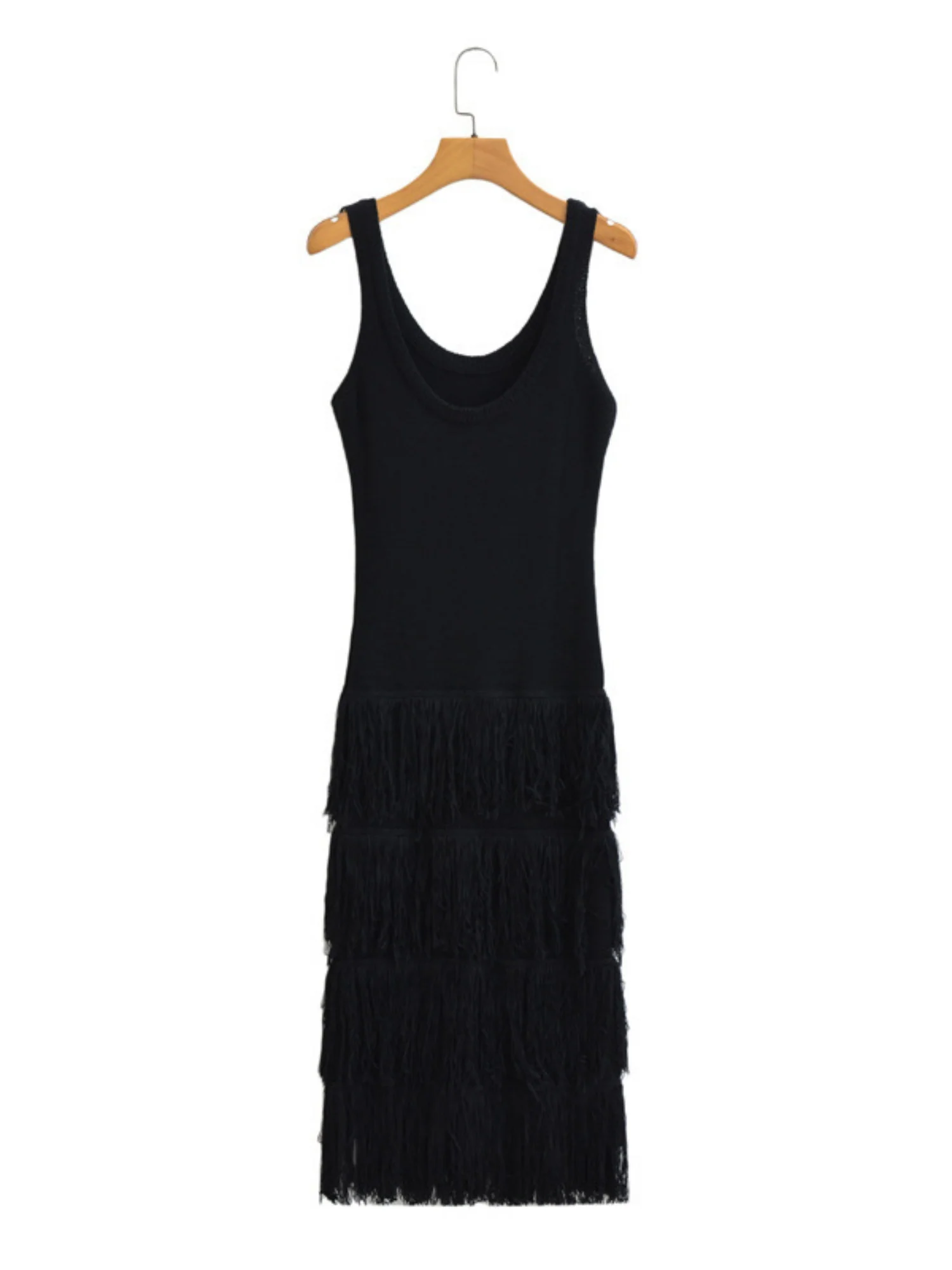 Hem Tassels Camisole Knit Maxi Dresses - Image 8