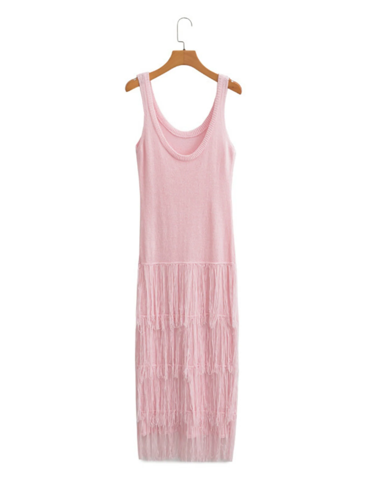 Hem Tassels Camisole Knit Maxi Dresses - Image 9