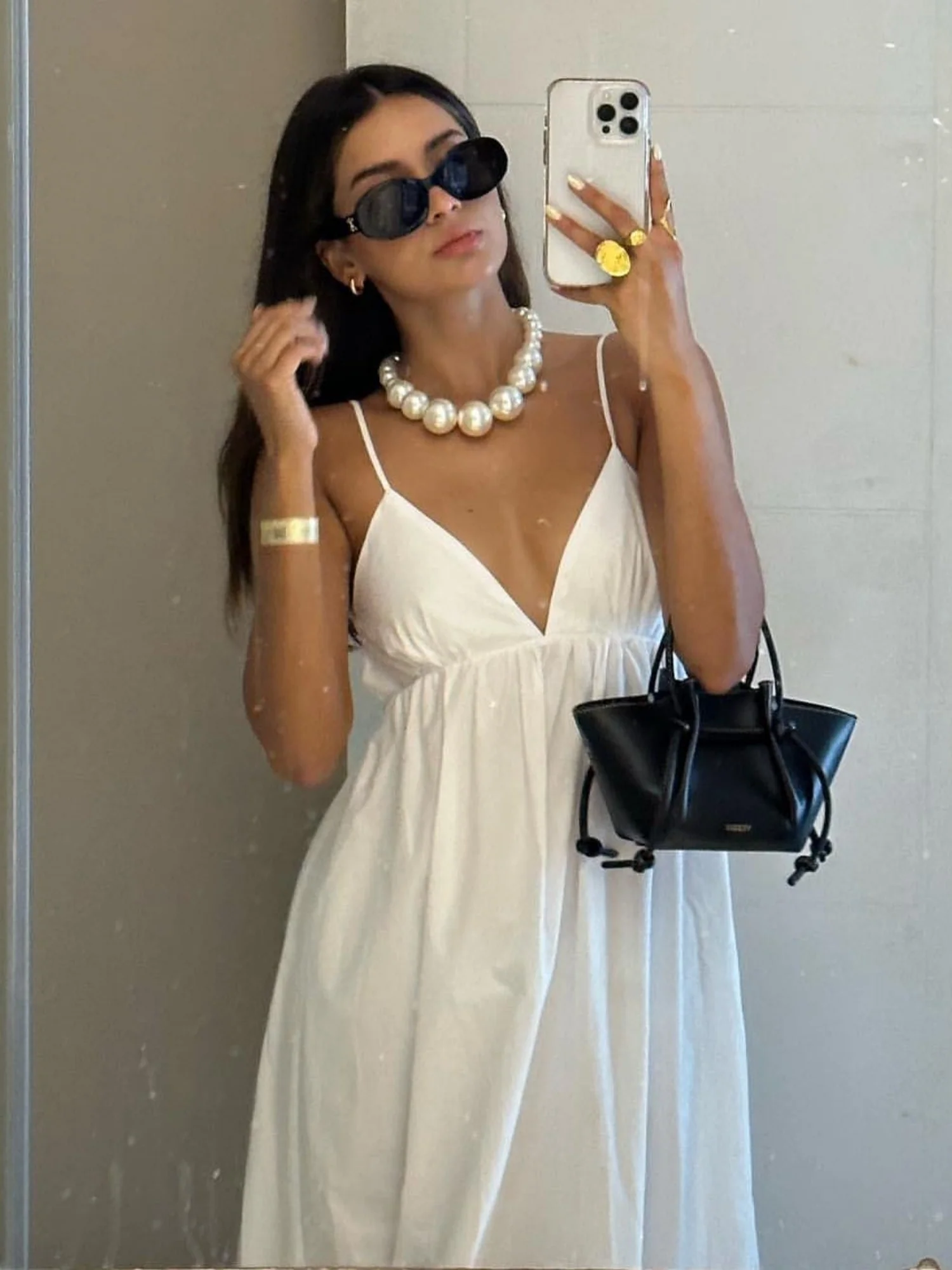 Big Backless V-neck Camisoles Maxi Dresses - Image 3