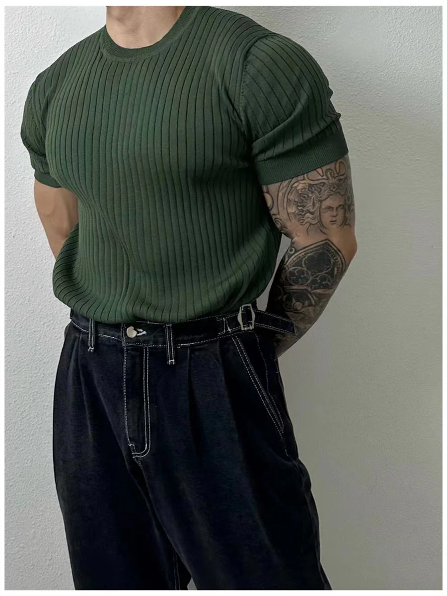 Liber Summer Men's Jacquard T-shirts - Image 5