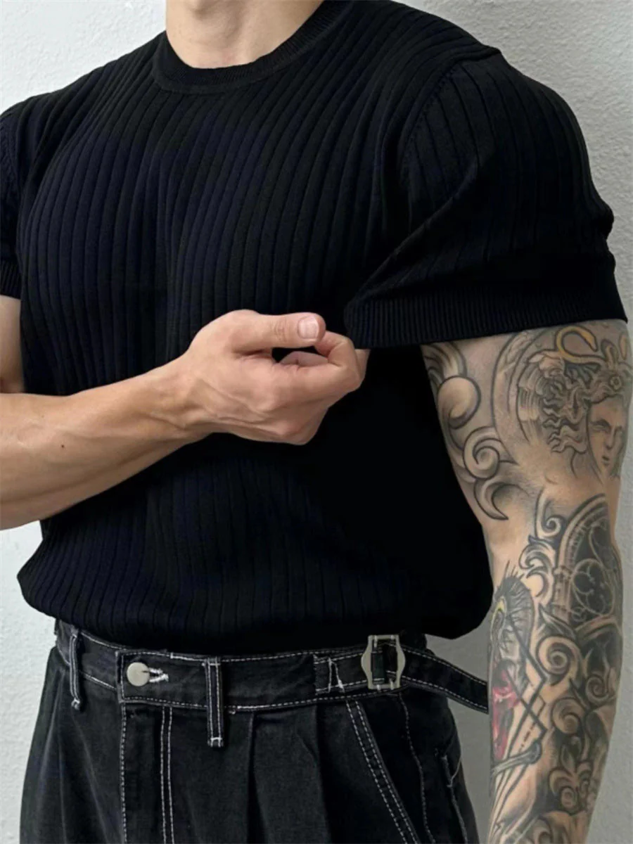 Liber Summer Men's Jacquard T-shirts - Image 7