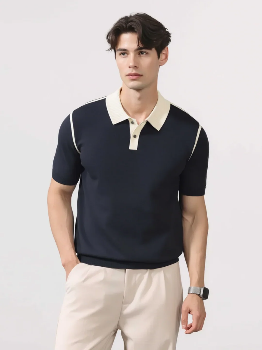 Old Money Style Line Stereo Slim-fit Polo Shirts