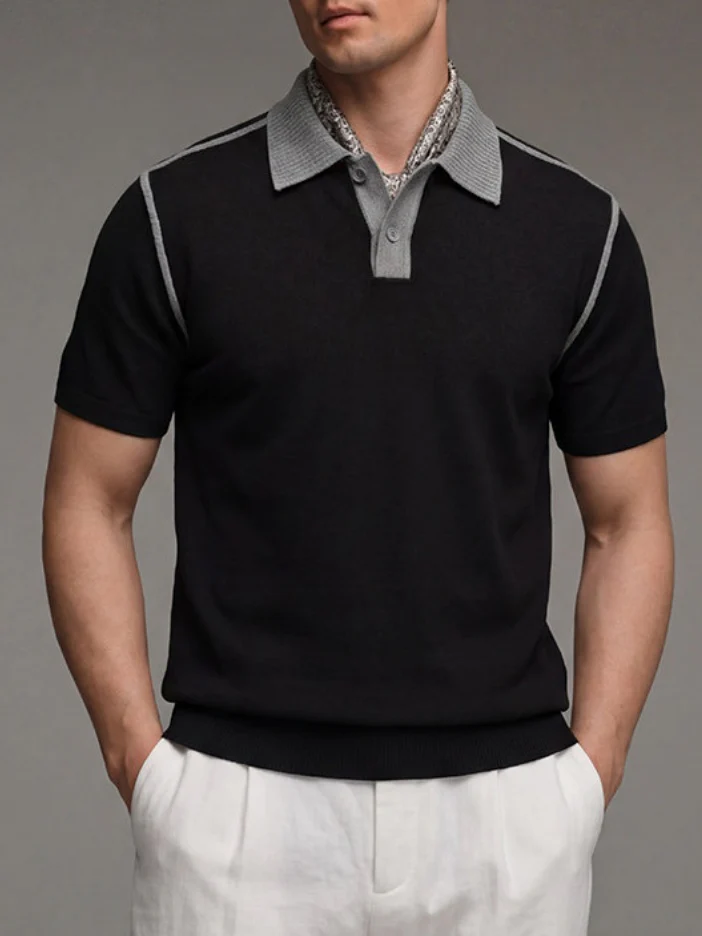 Old Money Style Line Stereo Slim-fit Polo Shirts - Image 6