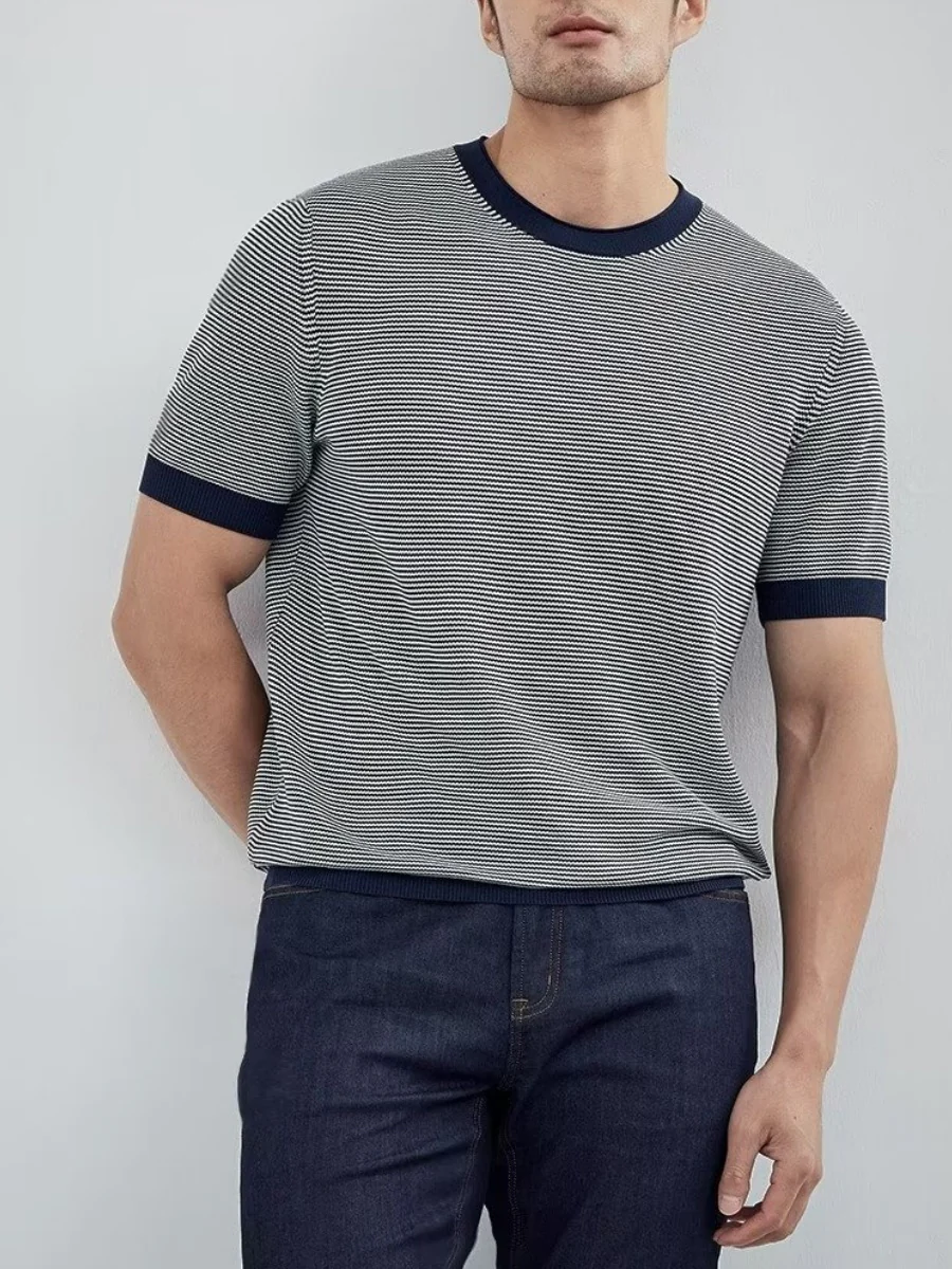 Pinstripes Lightweight Color-blocked T-shirts - Image 6