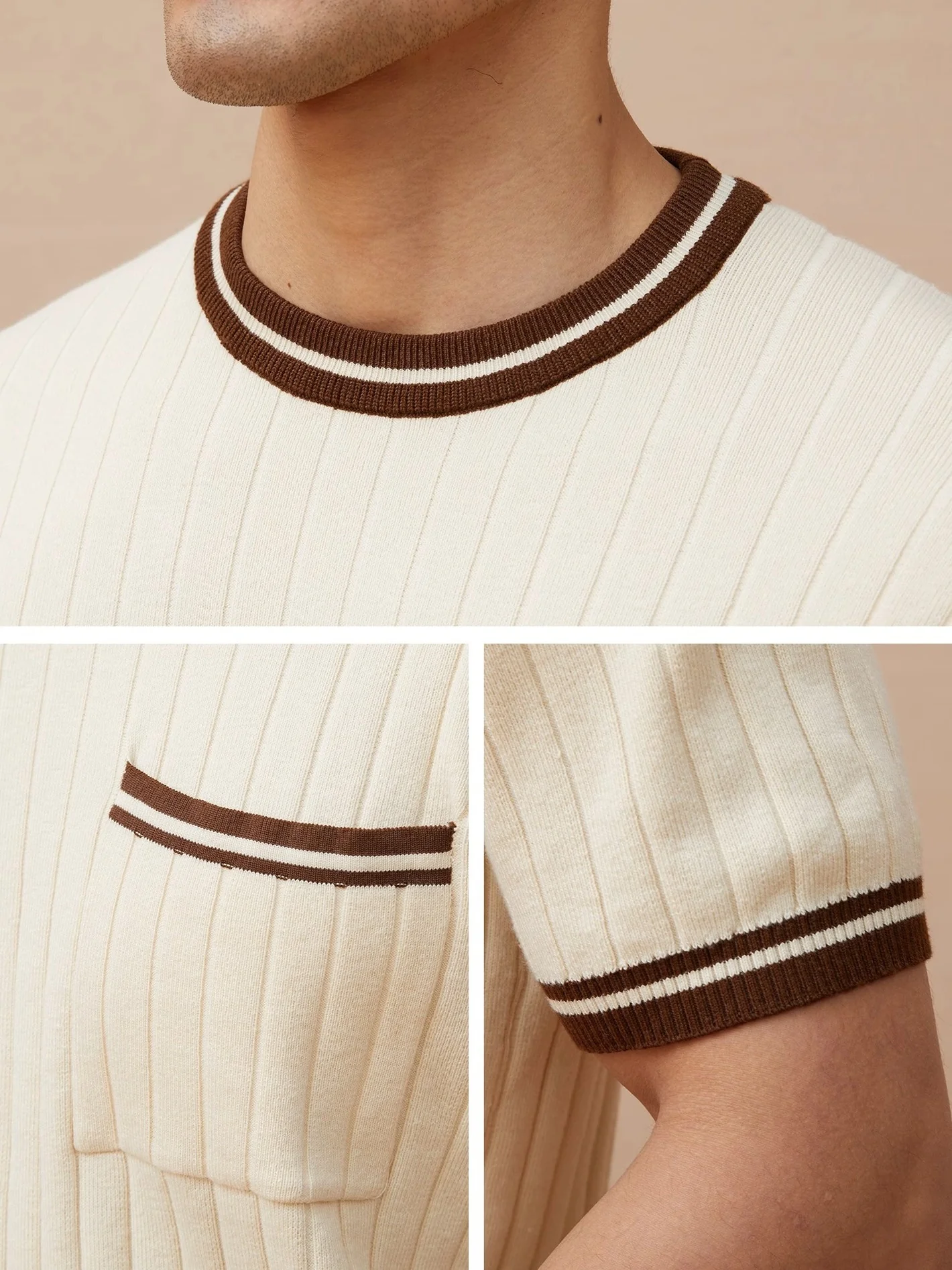 Pocket Color Blocking Slim-fit T-shirts - Image 2