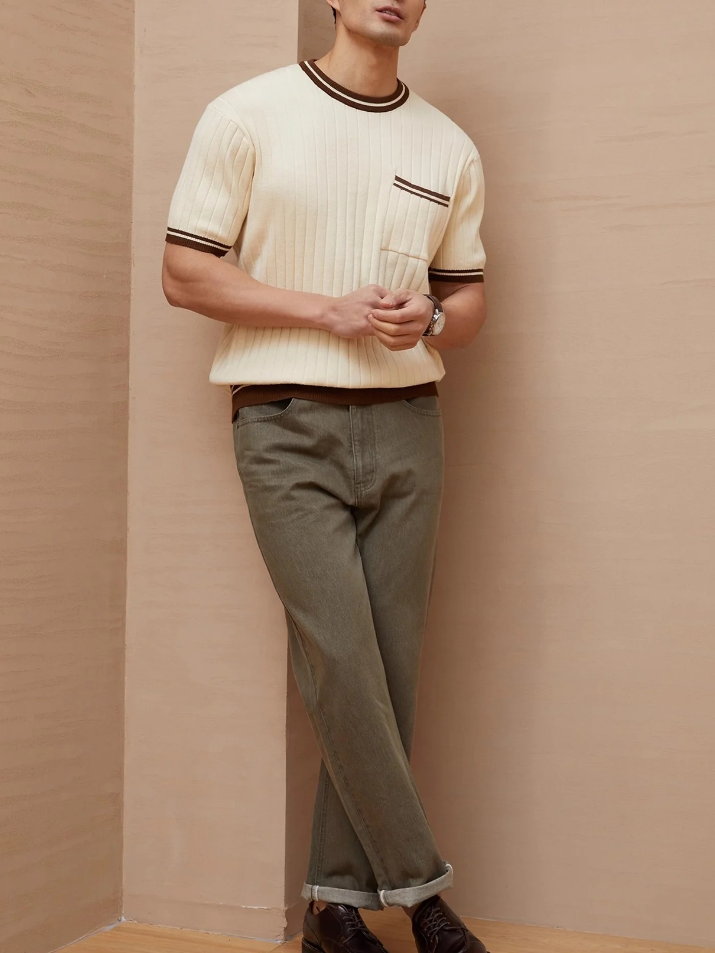 Pocket Color Blocking Slim-fit T-shirts - Image 5