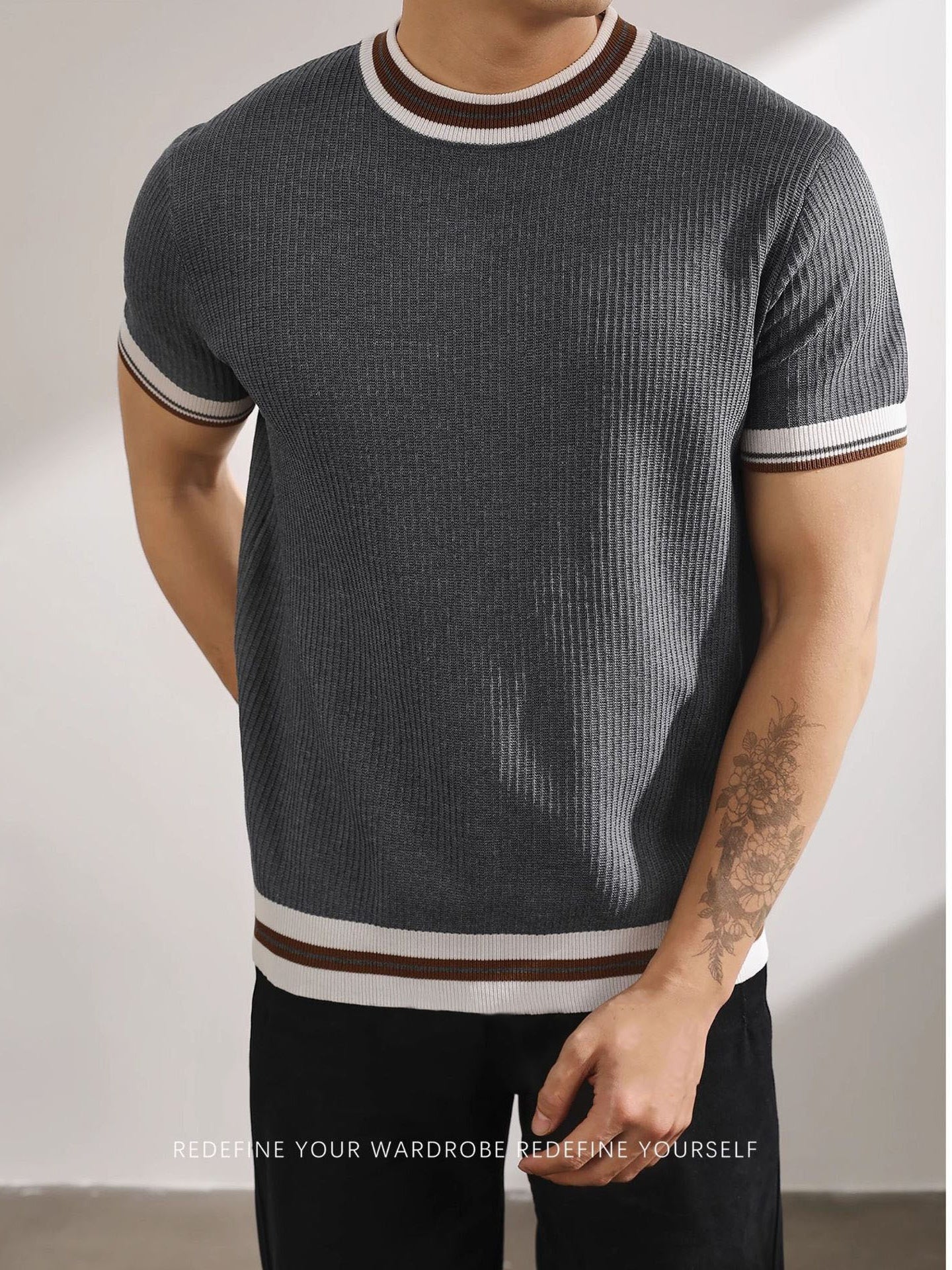 Color Matching Stripes Old Money Style T-shirts - Image 2