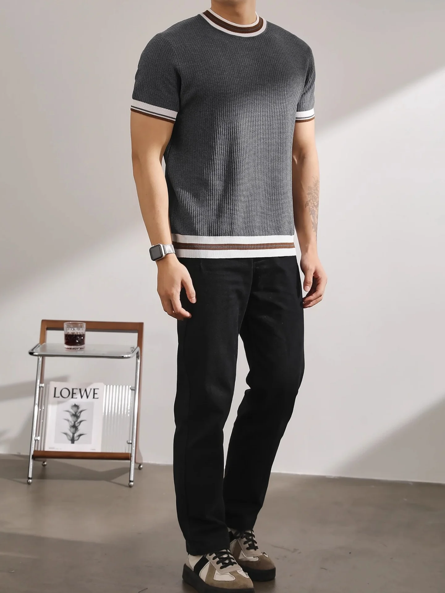 Color Matching Stripes Old Money Style T-shirts - Image 3