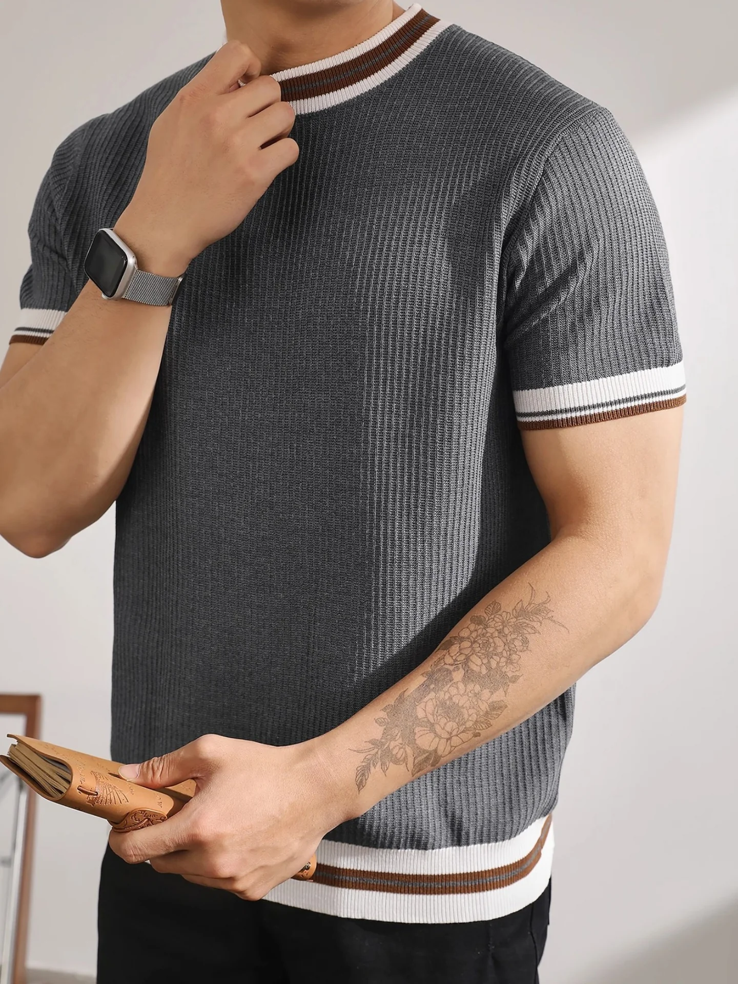 Color Matching Stripes Old Money Style T-shirts - Image 4