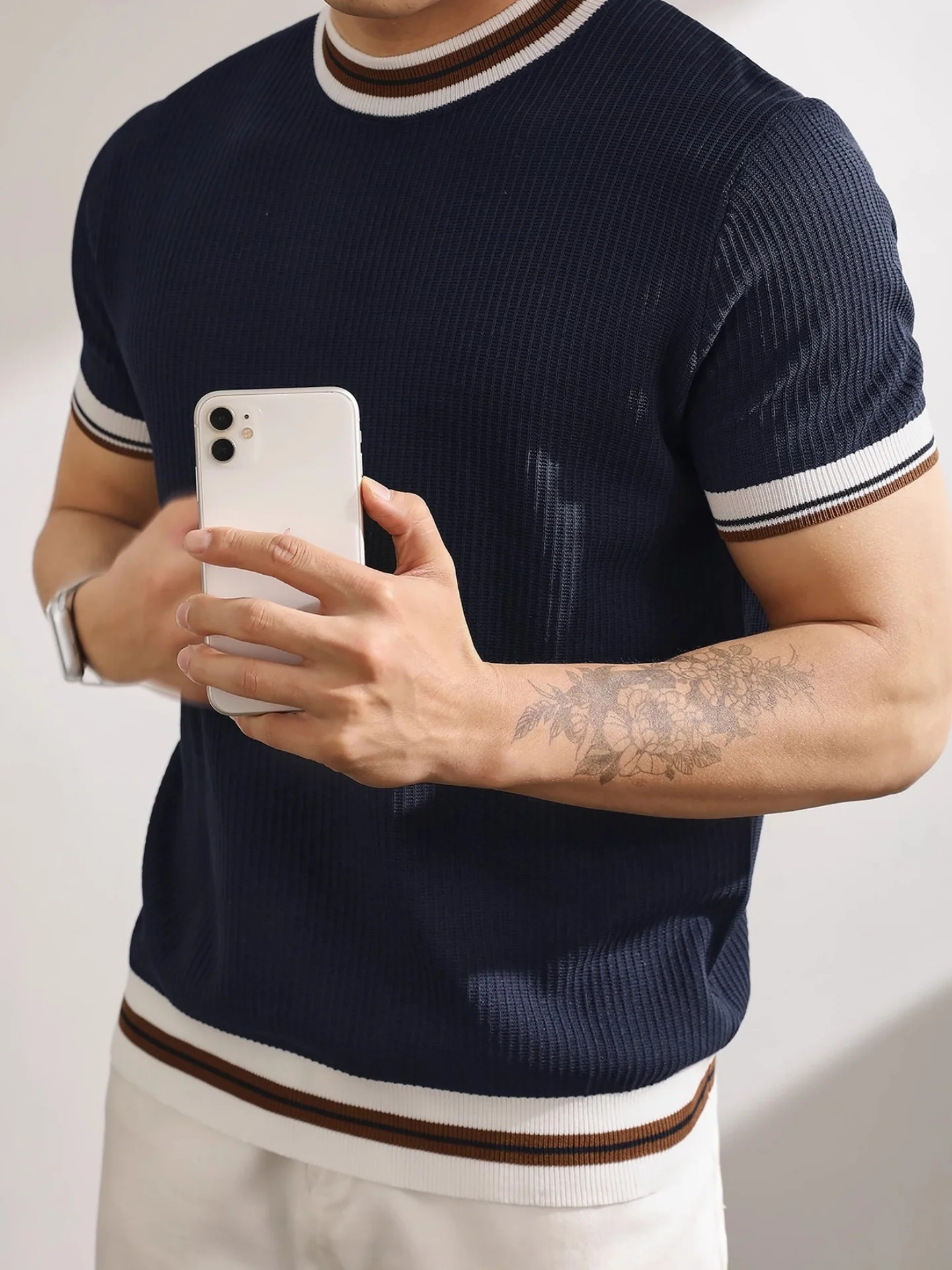 Color Matching Stripes Old Money Style T-shirts - Image 9