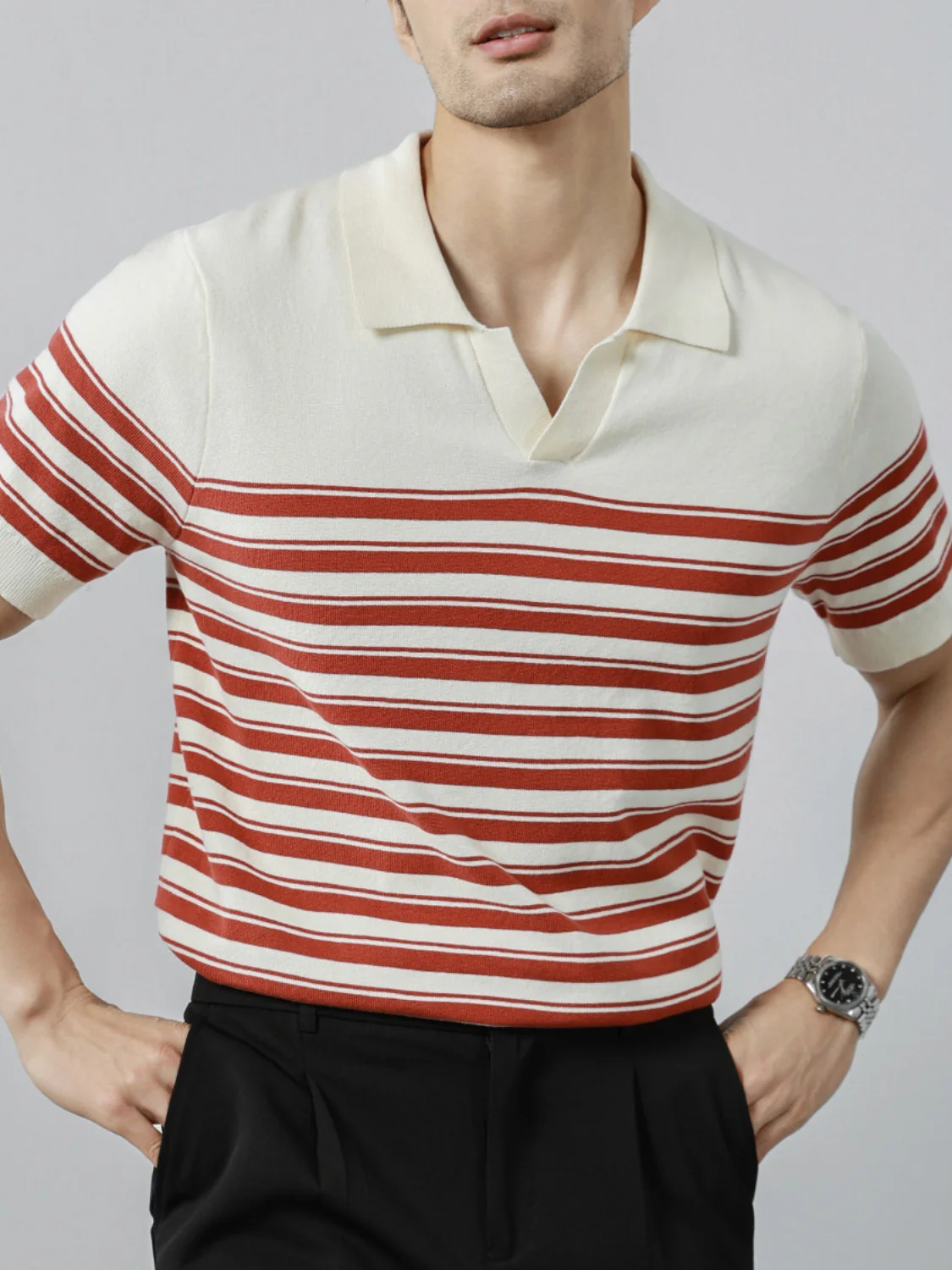 Stripes Old Money Style Polo Shirts - Image 4