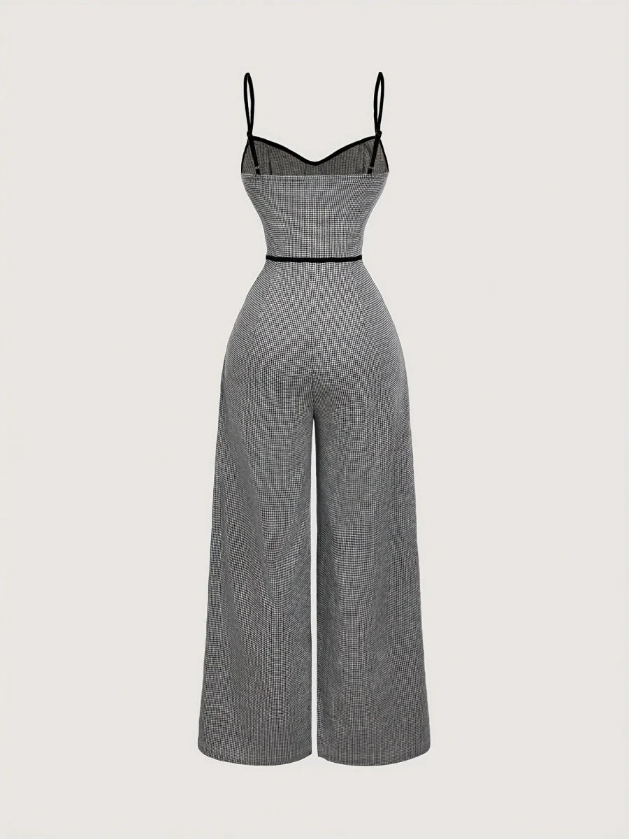 Plaid Camisoles Wide Leg Commuting Jumpsuits - Image 5