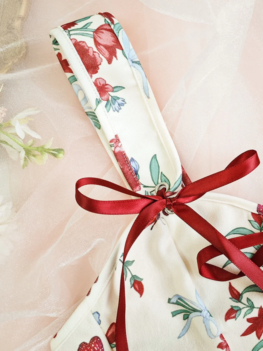 Sweet Floral Bow Lace Up Camisoles - Image 10