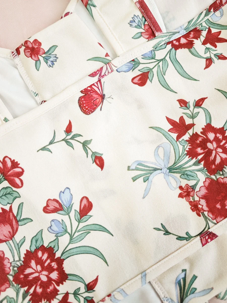 Sweet Floral Bow Lace Up Camisoles - Image 12