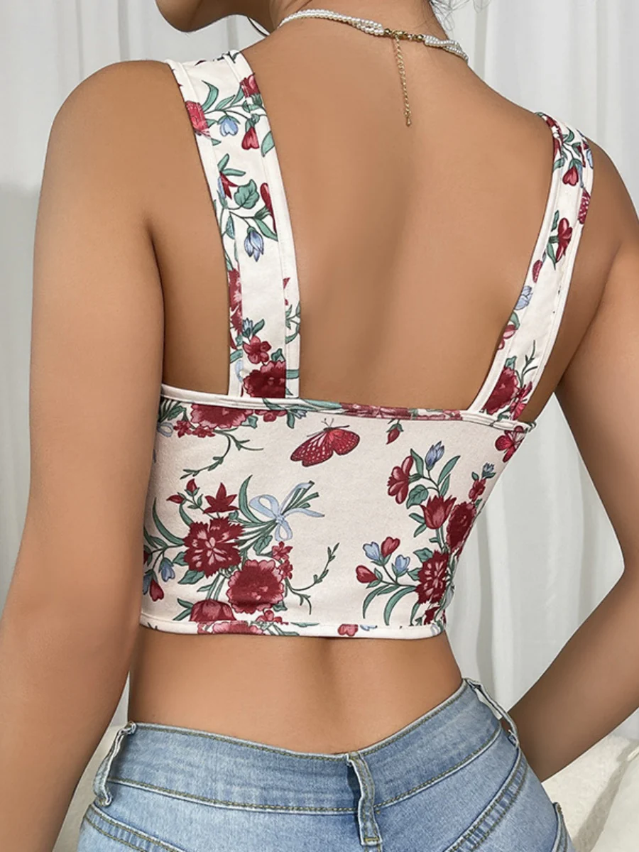Sweet Floral Bow Lace Up Camisoles - Image 6