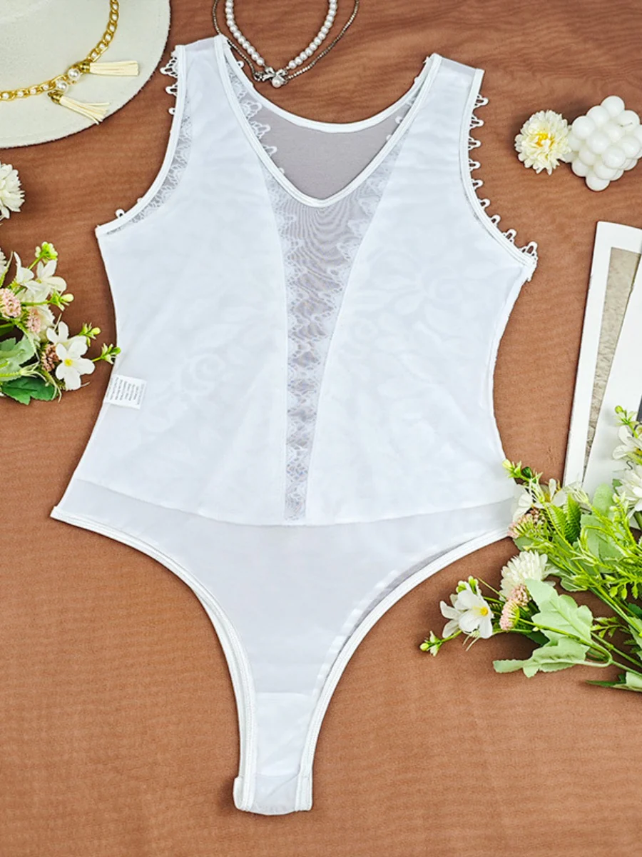 Lace Trim Hollow Bodysuits - Image 12