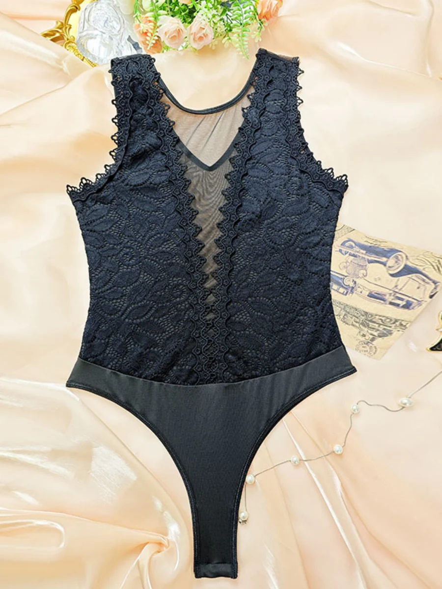 Lace Trim Hollow Bodysuits - Image 18