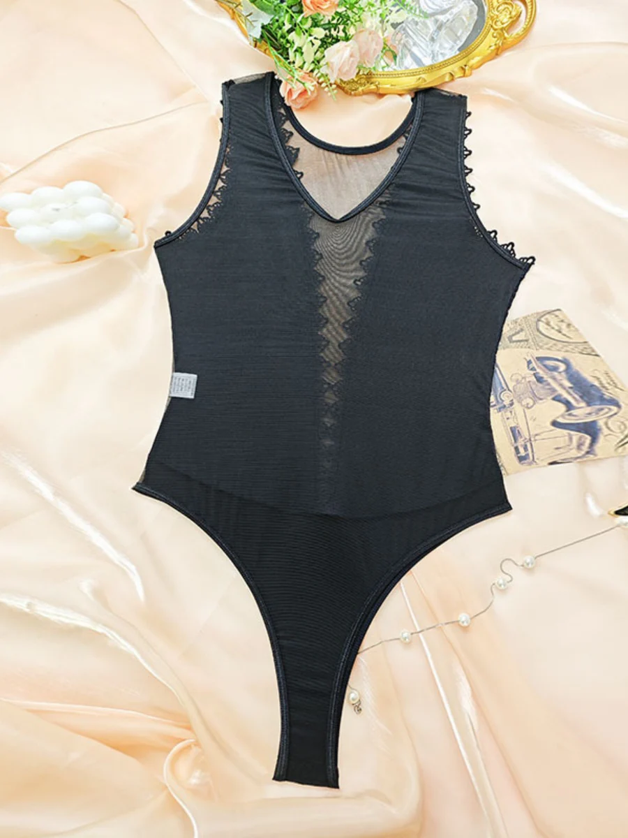 Lace Trim Hollow Bodysuits - Image 23