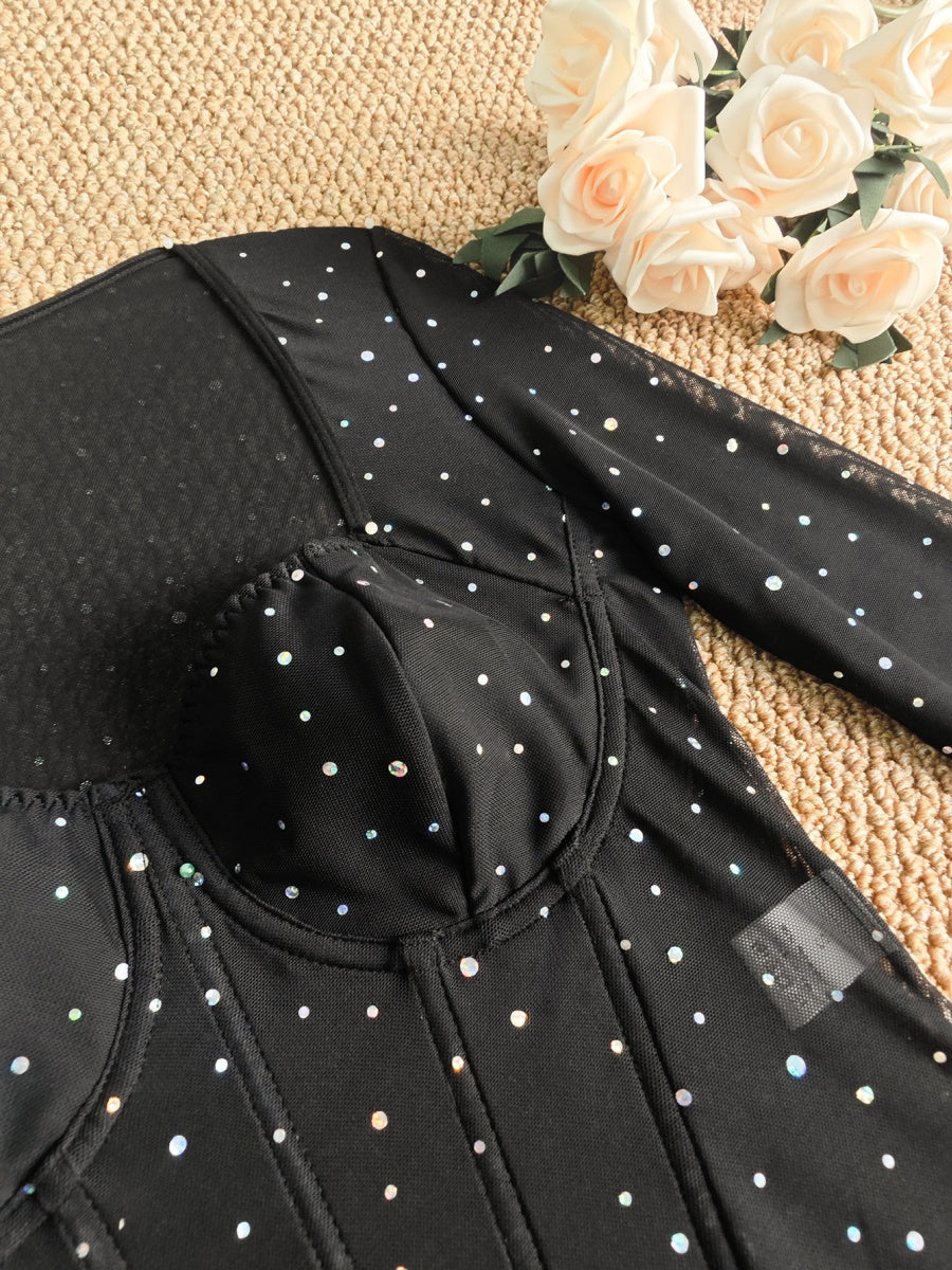 Fine Flash Fish Bones Mesh Perspective Bodysuits - Image 8