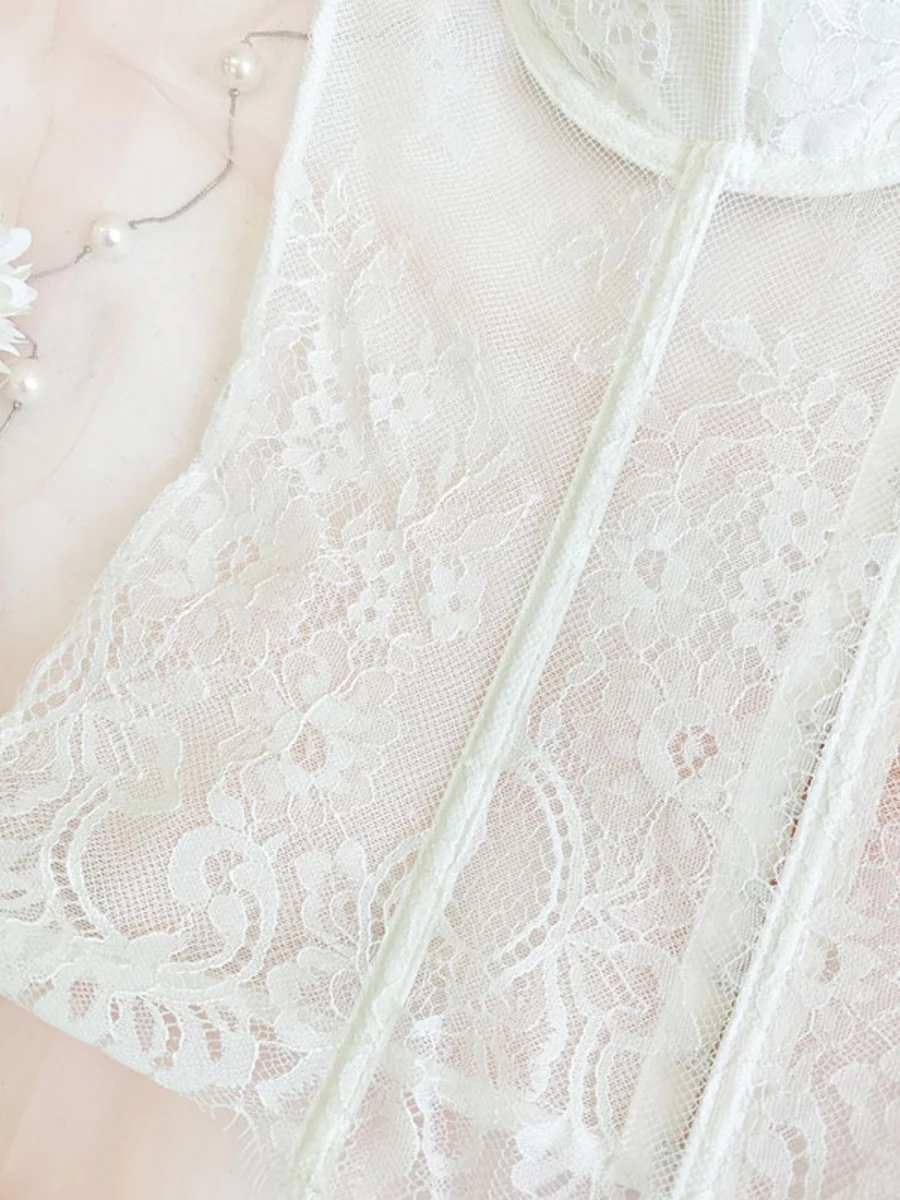 Lace Trim Splicing Mesh Perspective Camisoles - Image 15