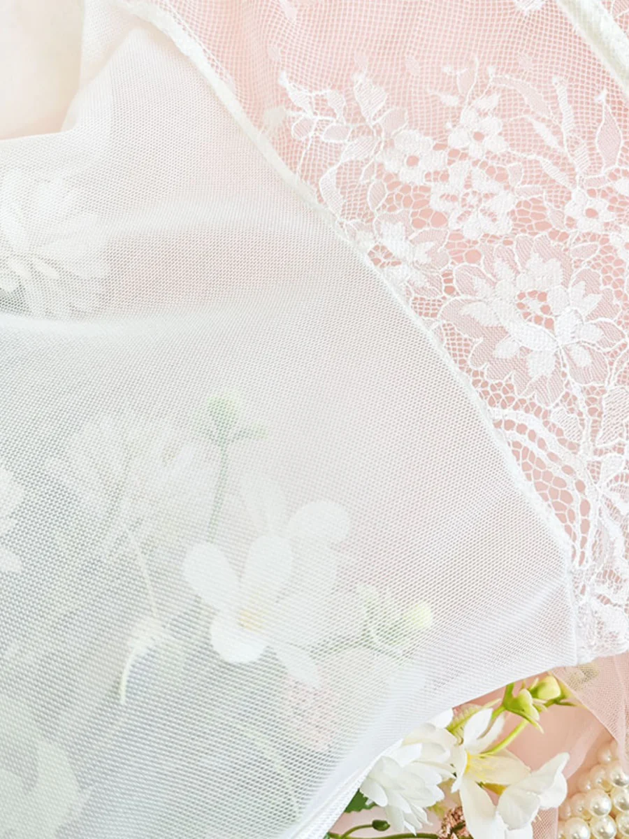 Lace Trim Splicing Mesh Perspective Camisoles - Image 18