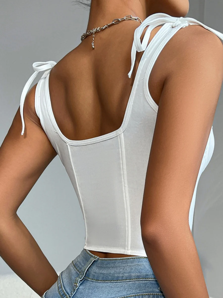 Lace Up Solid Color Camisoles - Image 6