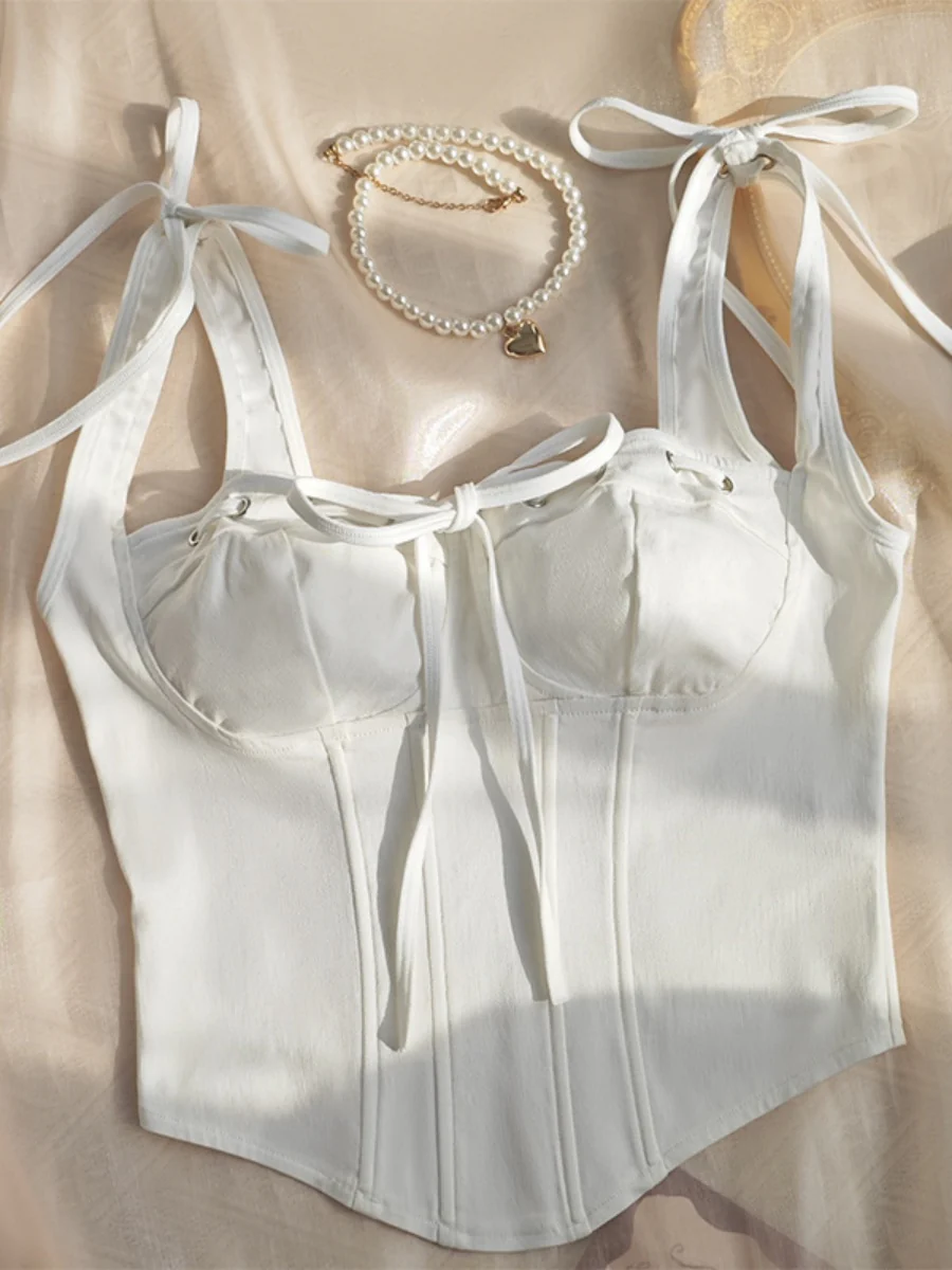 Lace Up Solid Color Camisoles - Image 7