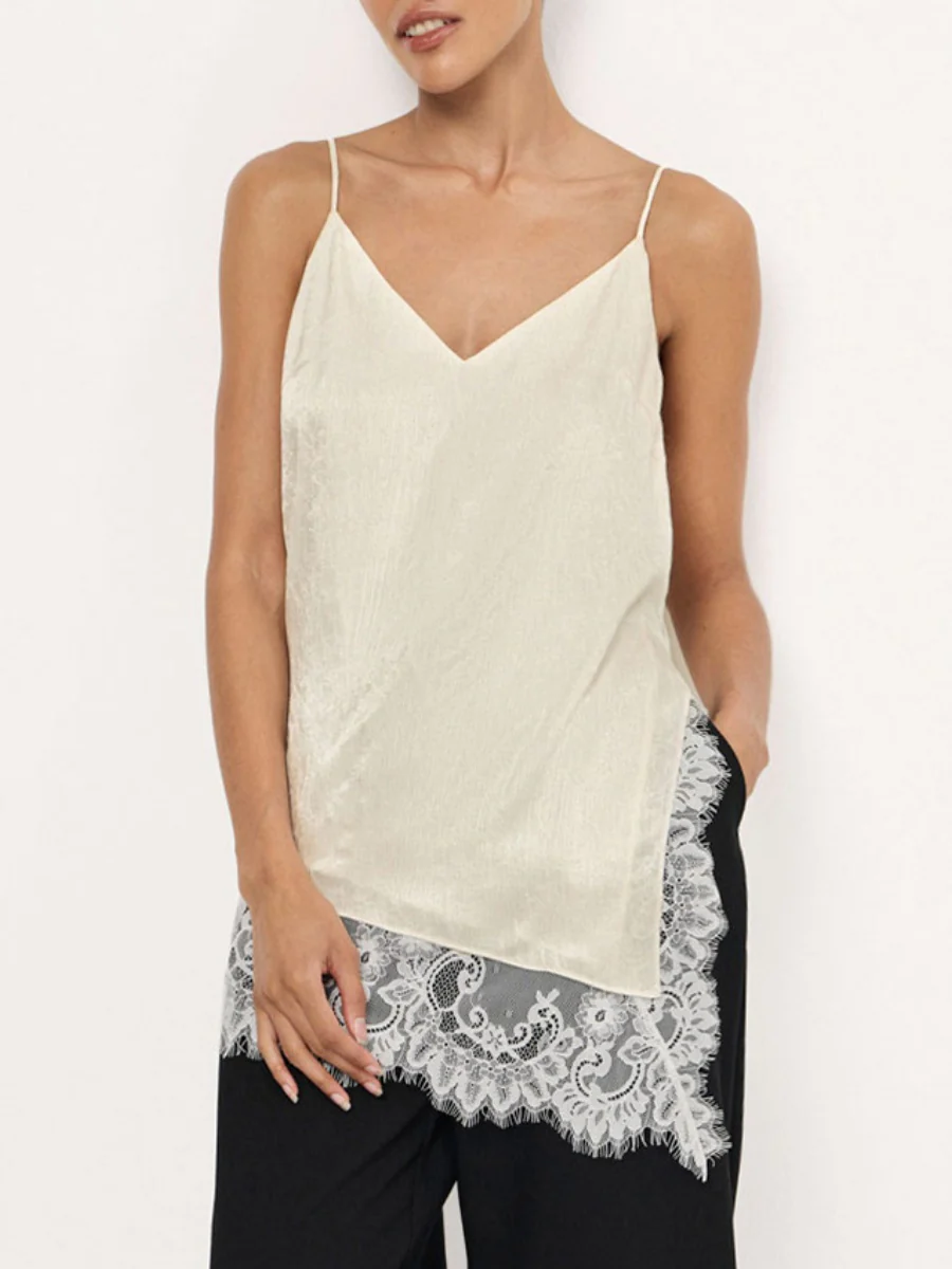 V-neck Lace-trimmed Camisole Top