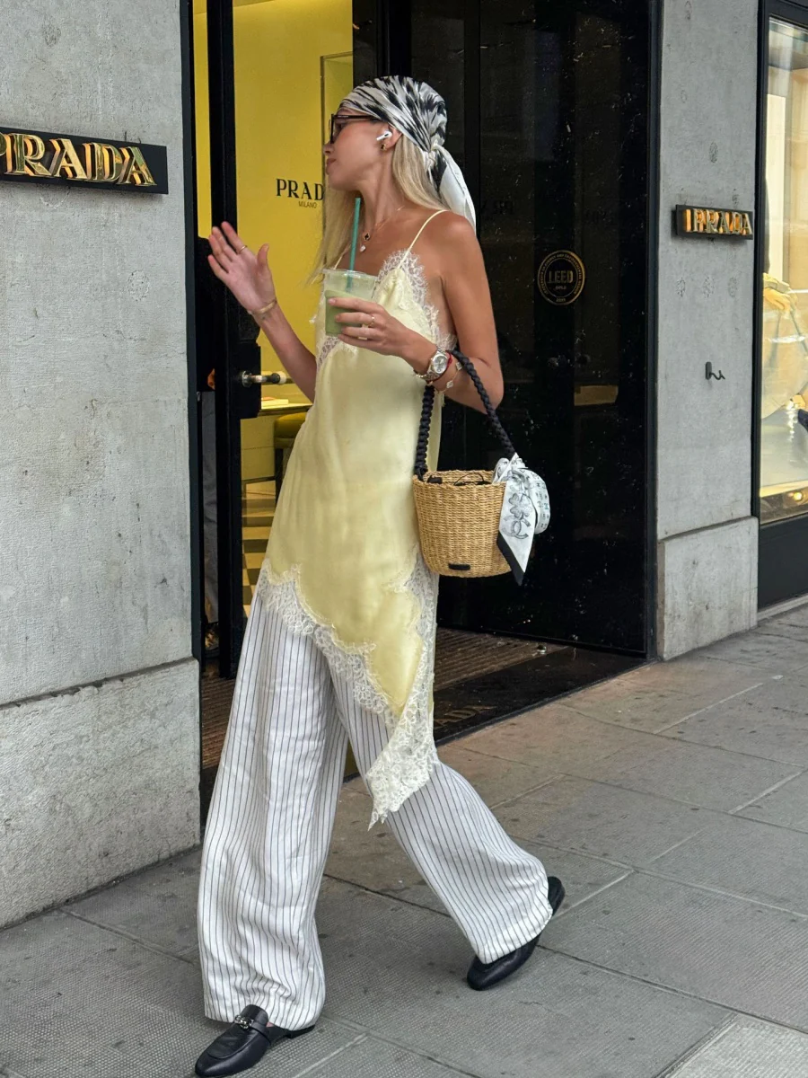 Lace Slit Inner Satin Slip Dress - Image 11