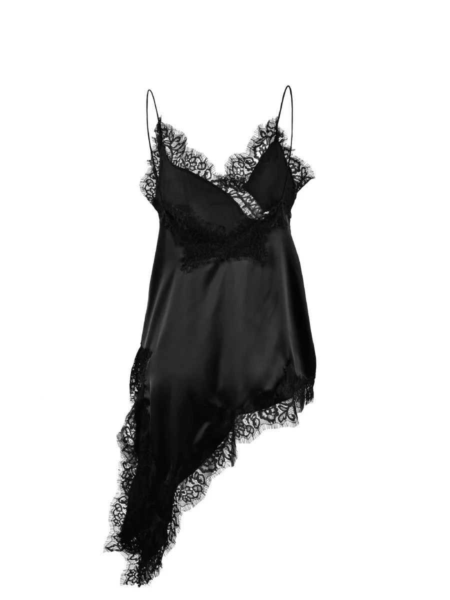 Lace Slit Inner Satin Slip Dress - Image 5