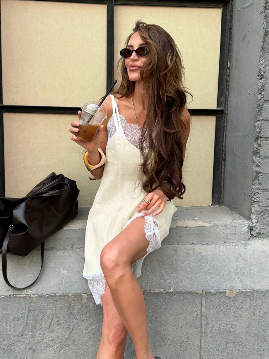 Lace-trimmed Camisole Short Dress - Image 5