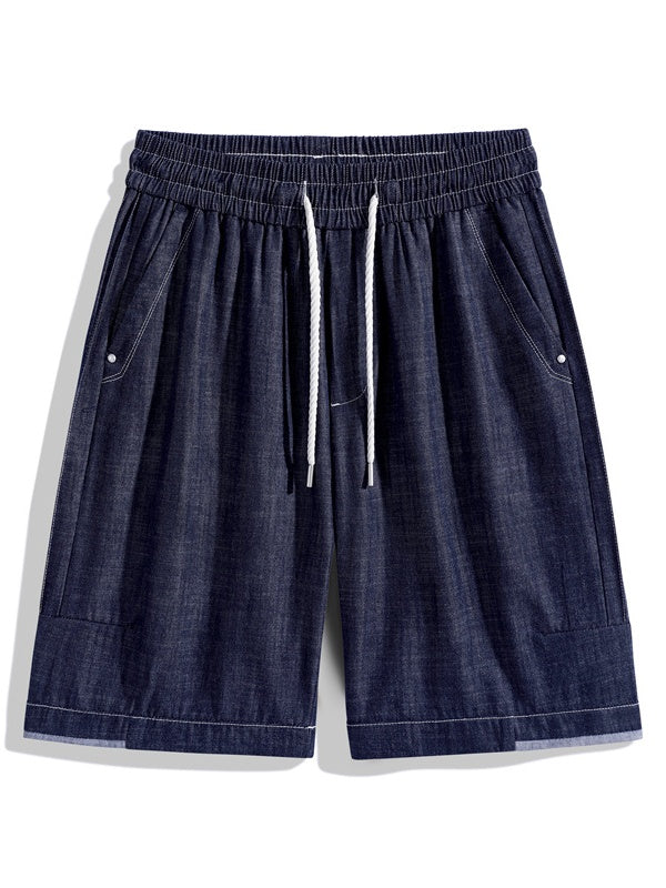 Retro Patchwork Color-blocked Tooling Five Points Shorts - Image 10