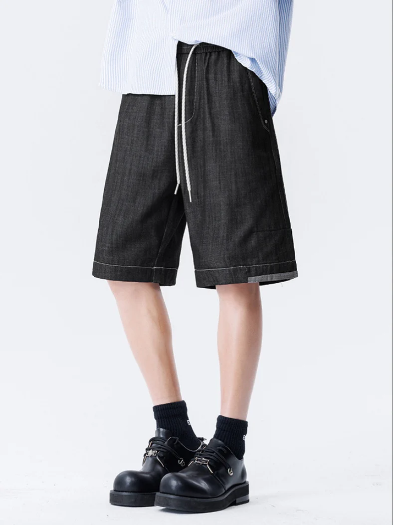 Retro Patchwork Color-blocked Tooling Five Points Shorts - Image 11