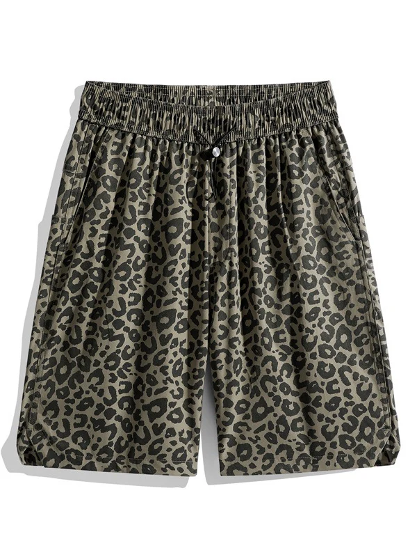 Retro Leopard Print Five Points Shorts - Image 3
