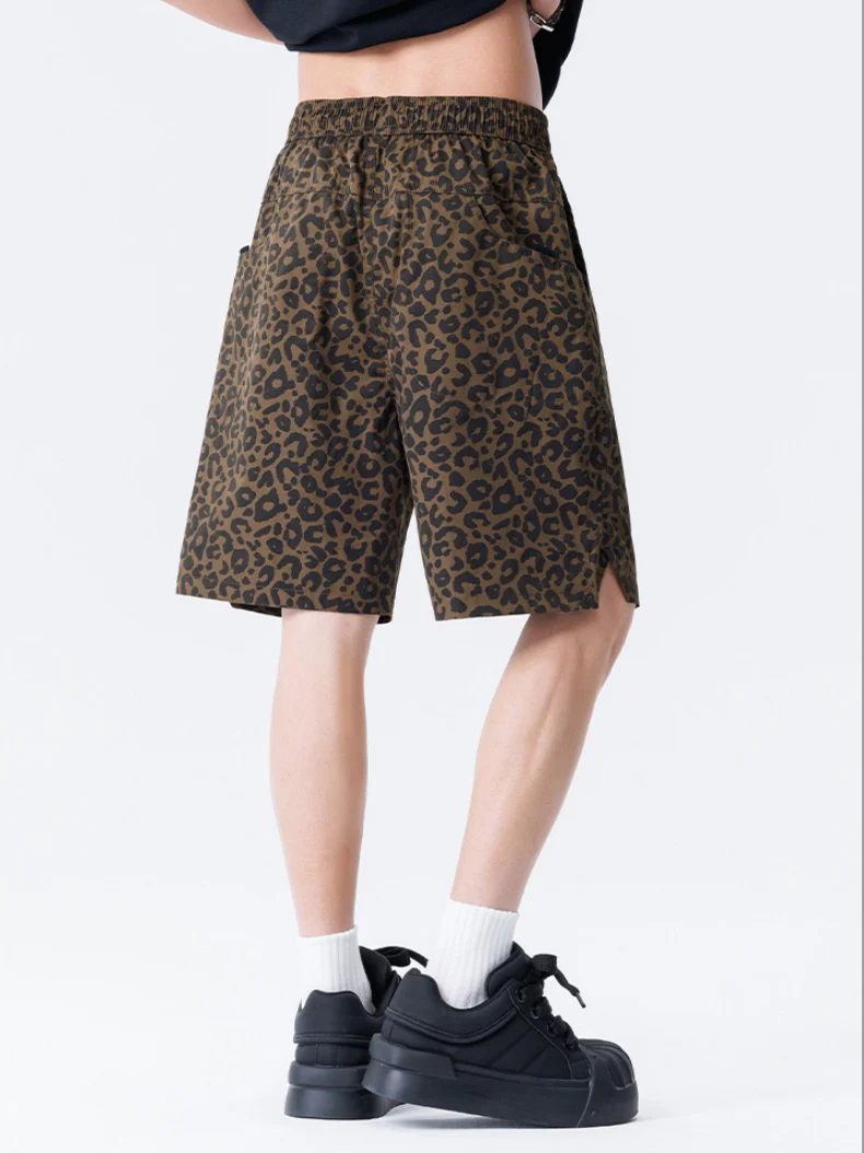 Retro Leopard Print Five Points Shorts - Image 5