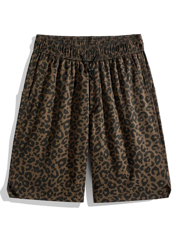Retro Leopard Print Five Points Shorts - Image 6