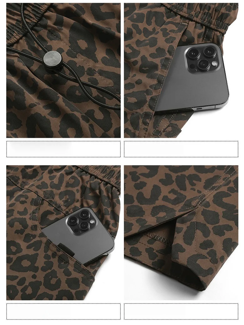 Retro Leopard Print Five Points Shorts - Image 7