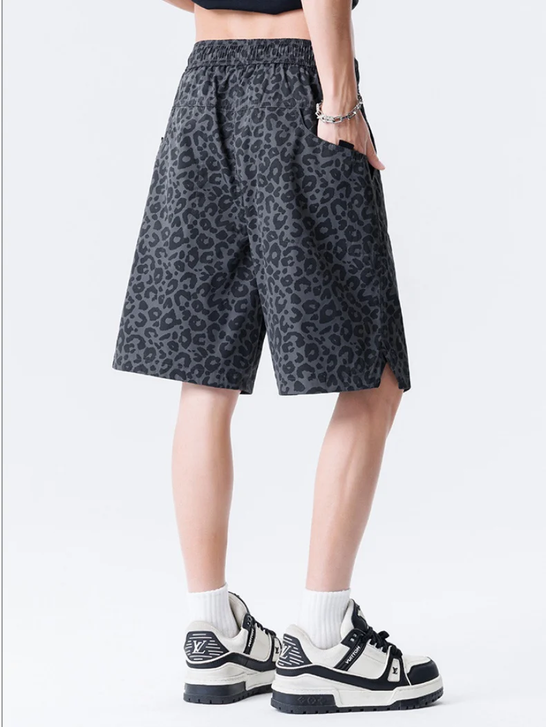 Retro Leopard Print Five Points Shorts - Image 9