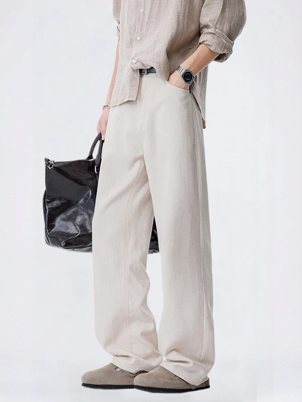 Old Money Style Flax Drape Pants