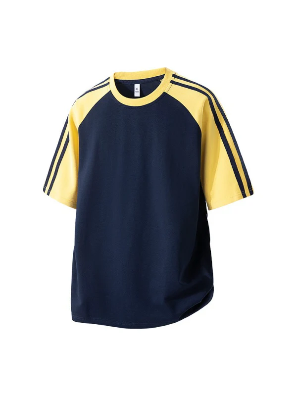 Stripes Patchwork Cooling Sensation Color-blocked T-shirts - Image 10