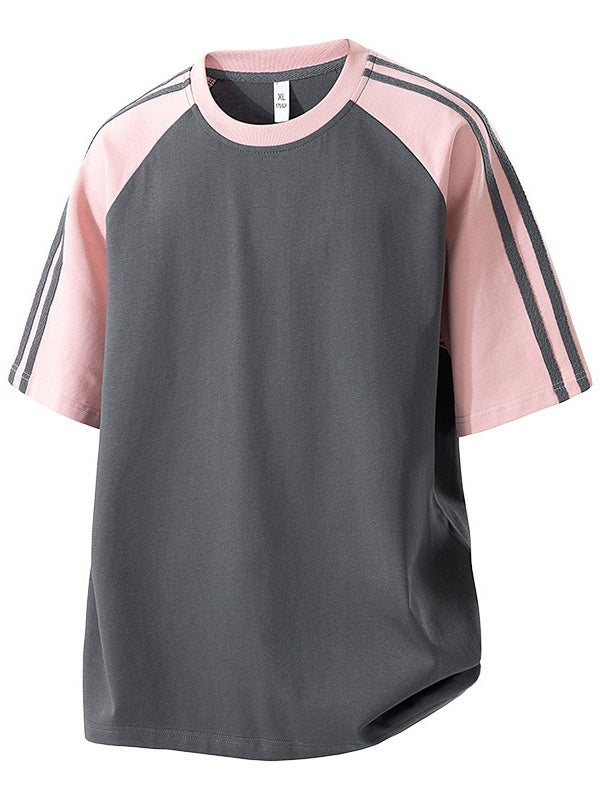 Stripes Patchwork Cooling Sensation Color-blocked T-shirts - Image 13