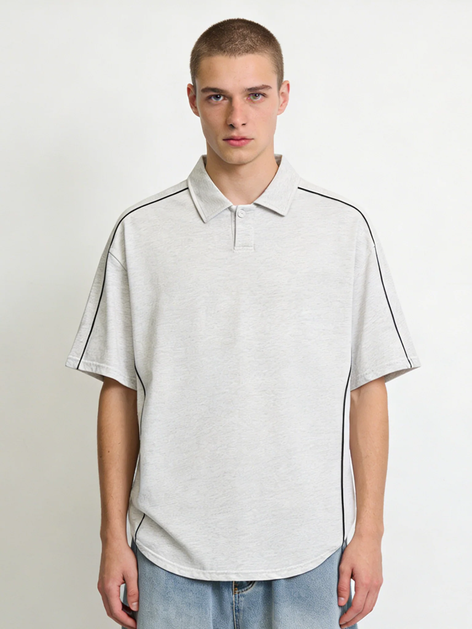 Stripes Patchwork Breathable Loose-fit POLO Shirt