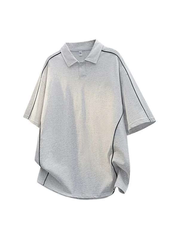 Stripes Patchwork Breathable Loose-fit POLO Shirt - Image 2