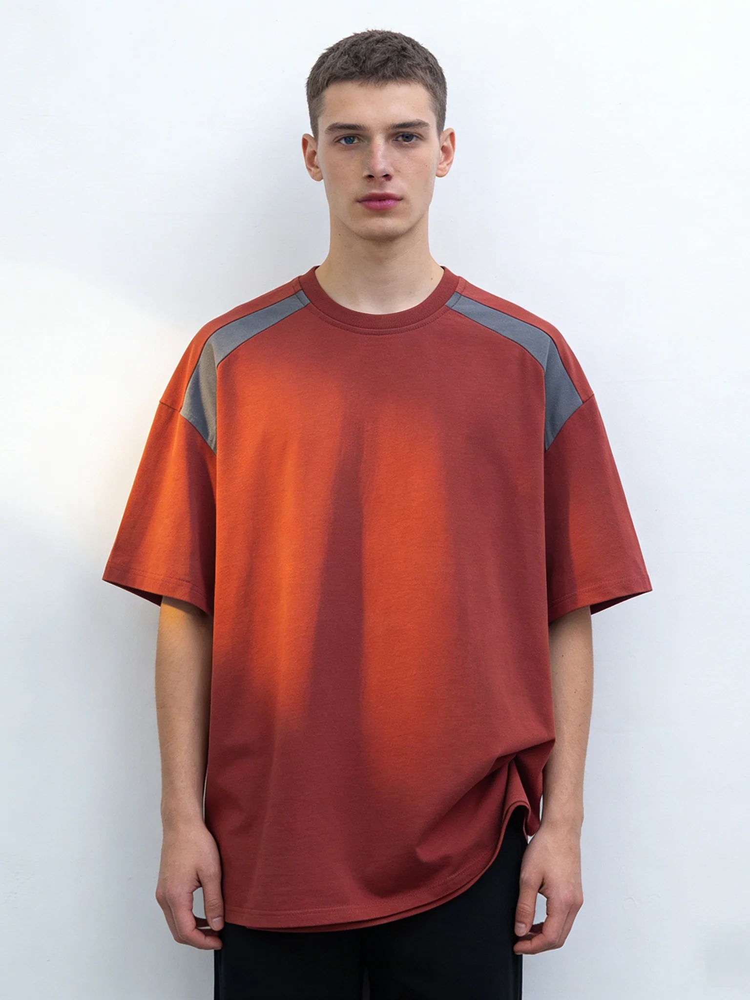 Retro Color-blocked Patchwork Loose-fit T-shirts