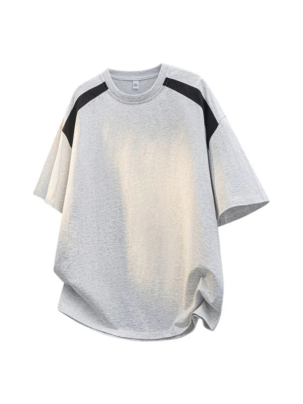 Retro Color-blocked Patchwork Loose-fit T-shirts - Image 4