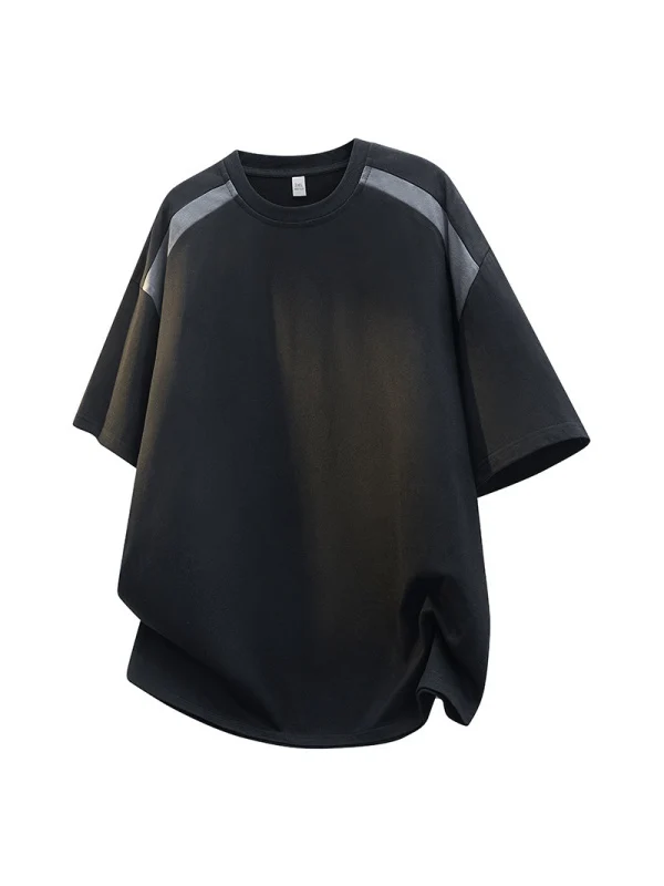 Retro Color-blocked Patchwork Loose-fit T-shirts - Image 6