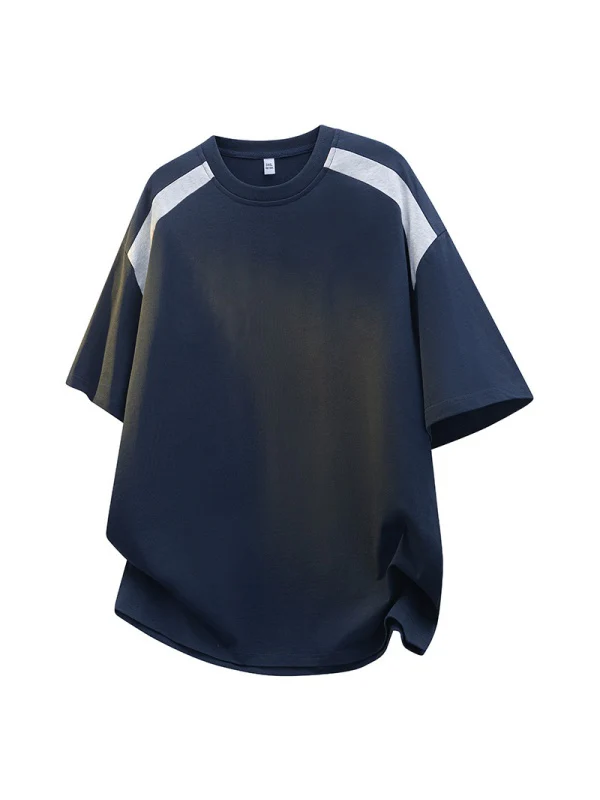 Retro Color-blocked Patchwork Loose-fit T-shirts - Image 7