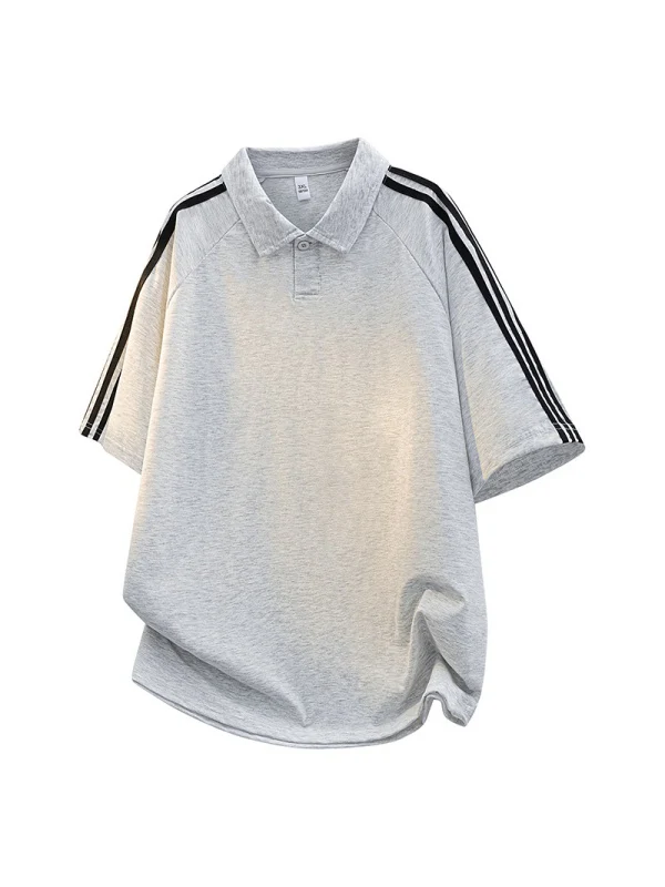 Stripes Patchwork Loose-fit POLO Shirt - Image 2